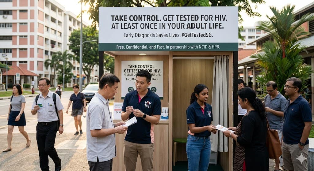 Singapore Urges Every Adult to Get Tested for HIV at Least Once — as Late Diagnoses Rise 1 A healthcare worker conducting an HIV blood test at a clinic in Singapore highlighting the country's push for universal adult HIV screening in 2026
