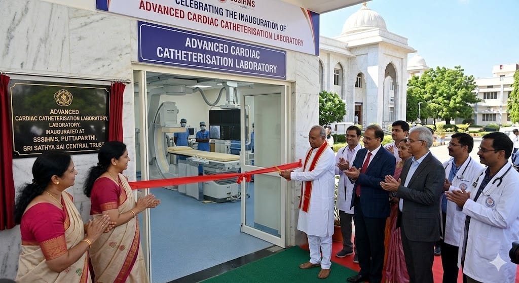 In a significant milestone for affordable healthcare in India, the Sri Sathya Sai Institute of Higher Medical Sciences (SSSIHMS) in Puttaparthi, Andhra Pradesh has inaugurated a brand-new, state-of-the-art Cardiac Catheterisation Laboratory — completely free of cost for all patients. 1 New Cardiac Catheterisation Laboratory inaugurated at Sri Sathya Sai Institute of Higher Medical Sciences SSSIHMS Puttaparthi Andhra Pradesh 2026