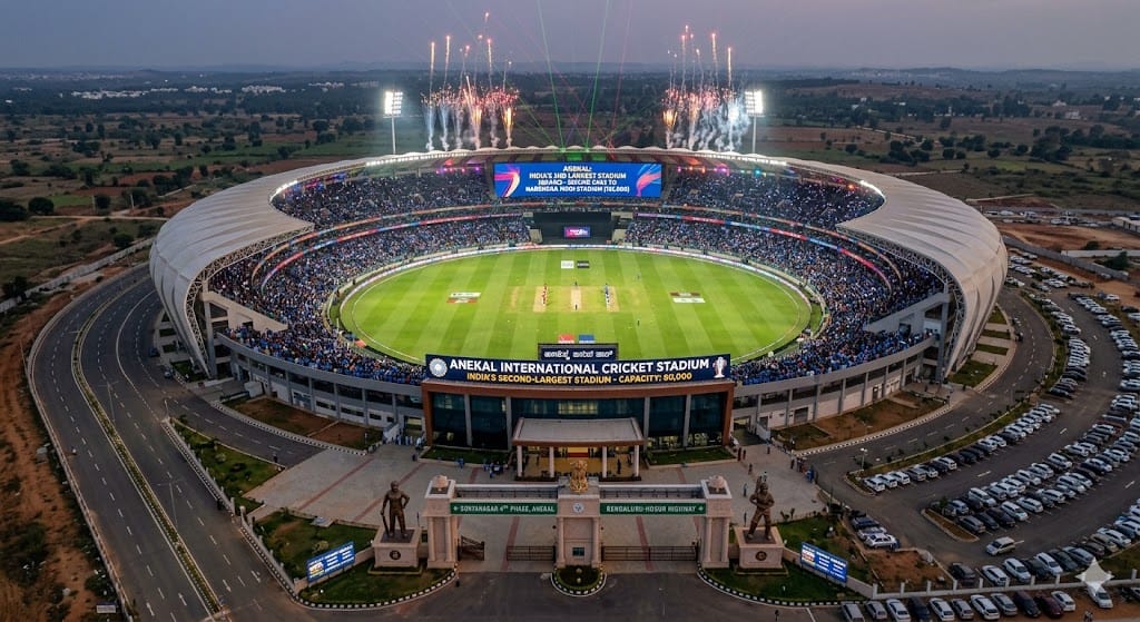 Bengaluru Is Finally Getting the Cricket Stadium It Deserves — And It's Going to Be Massive 1 Proposed site for the new 80,000-seat international cricket stadium at Suryanagar, Anekal, on the outskirts of Bengaluru