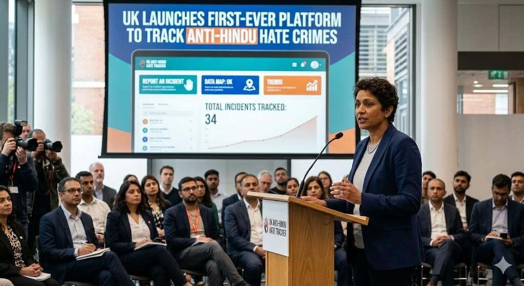 UK Launches First-Ever Platform to Track Anti-Hindu Hate Crimes 1 A digital reporting interface representing the Anti-Hindu Hate Monitor (AHHM) platform launched in the UK to track and document hate incidents against Hindu, Jain, and Dharmic communities.