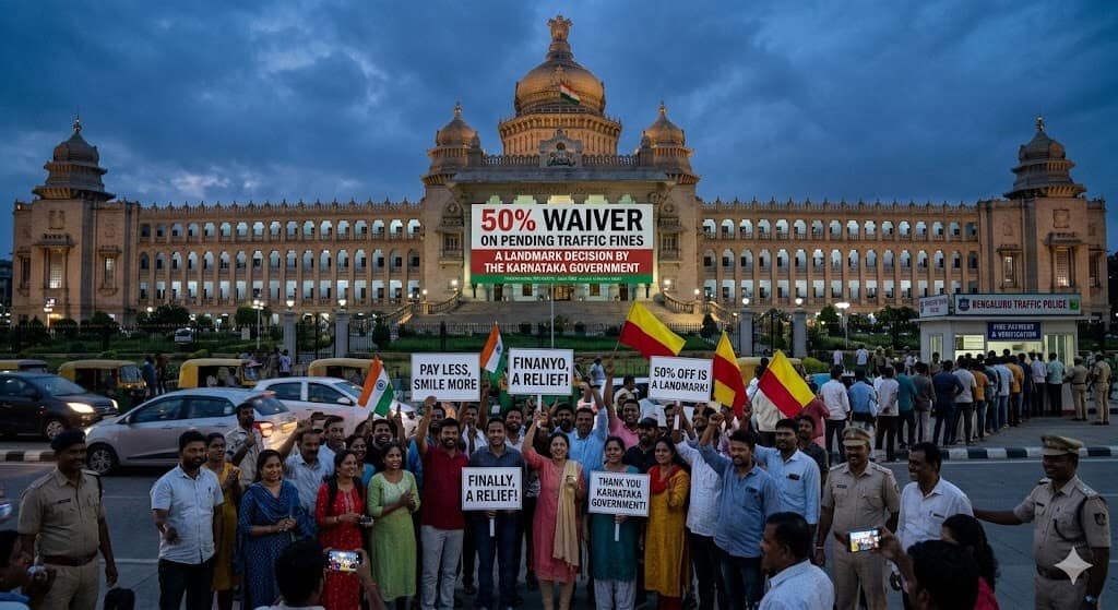 ಬಾಕಿ ಉಳಿದ ಟ್ರಾಫಿಕ್ ದಂಡದಲ್ಲಿ 50% ರಿಯಾಯಿತಿ — ಕರ್ನಾಟಕ ಸರ್ಕಾರದ ಮಹತ್ವದ ನಿರ್ಧಾರ 1 ಕರ್ನಾಟಕ ಸರ್ಕಾರ ಟ್ರಾಫಿಕ್ ದಂಡ 50% ರಿಯಾಯಿತಿ 2026 ಘೋಷಣೆ