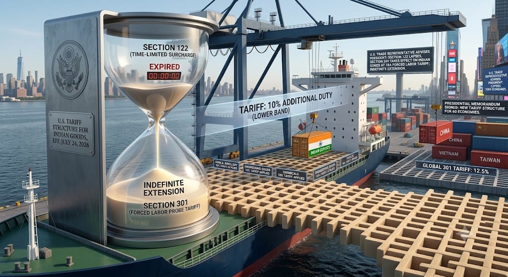 US Tariff Changes and Indian Exports: What's Changed as of July 2026 1 Cargo containers at a port symbolizing India-US trade amid new tariff changes in 2026