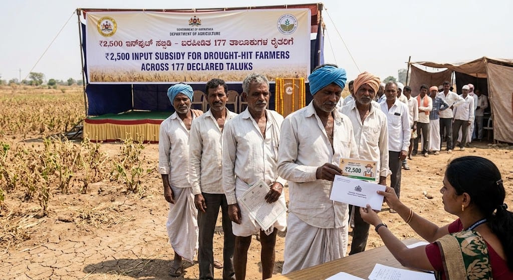 Karnataka Drought Relief ₹2,500: Which Farmers Are Eligible and How Will They Get the Money? 1 Dry cracked farmland in Karnataka during drought, as the state announces ₹2,500 input subsidy for farmers