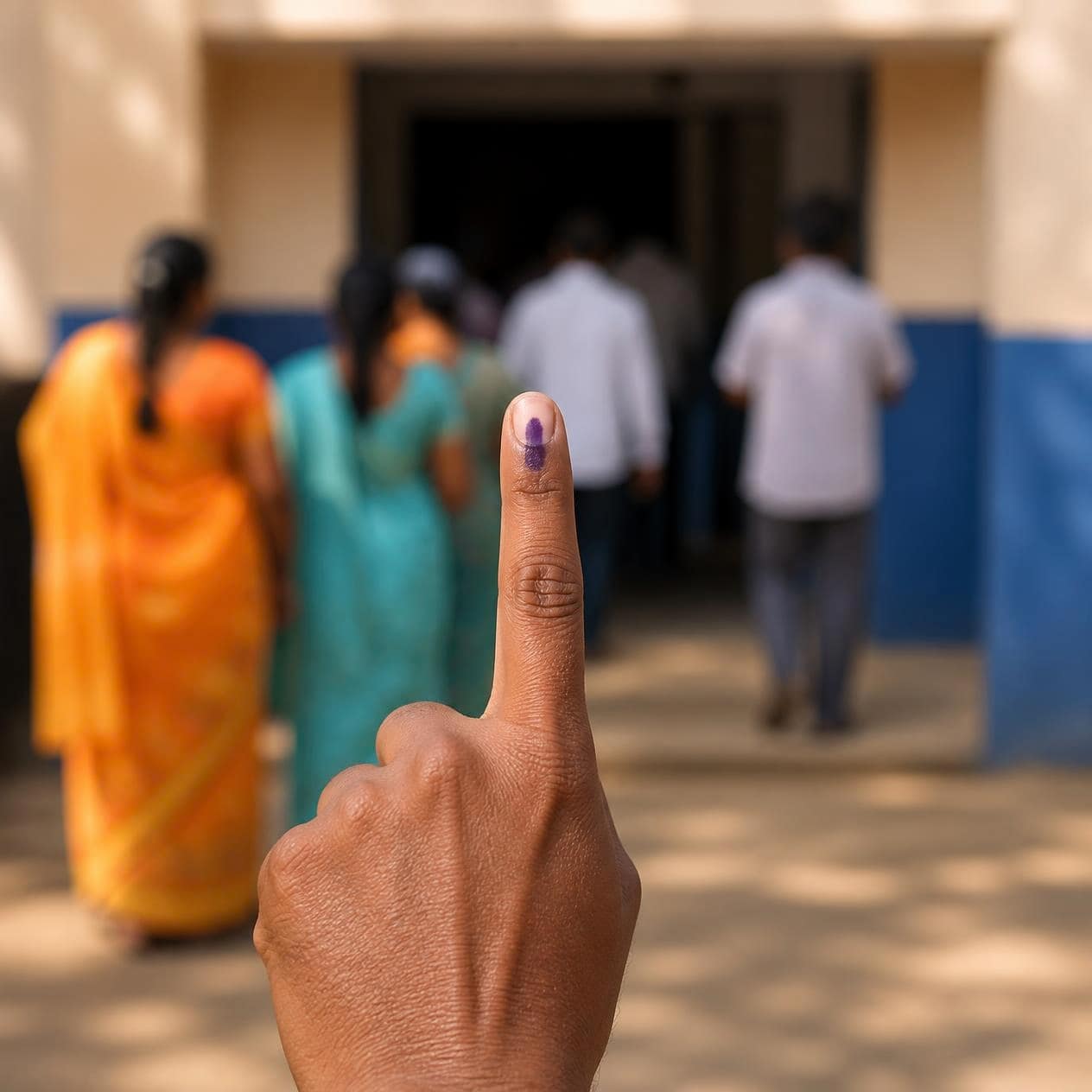 When the Umpire Loses Trust: The Election Commission Row and the Future of India's Democracy 1 Indian voter showing inked finger after voting, symbol of democracy and Election Commission trust