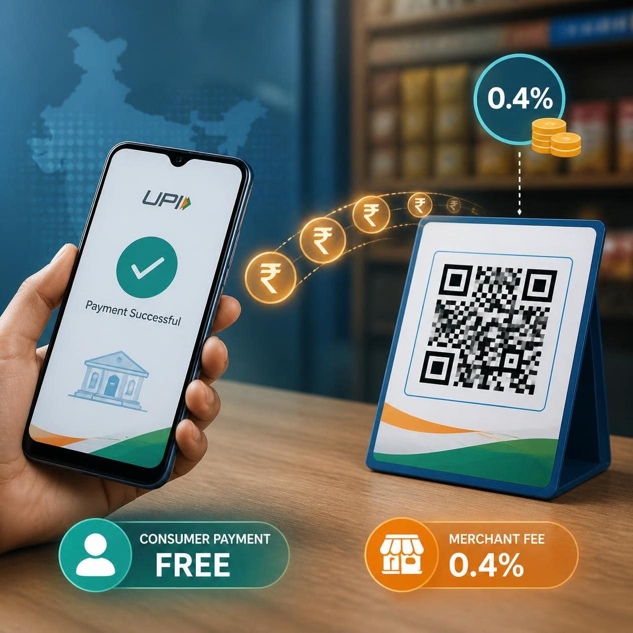 Is UPI No Longer Free? The Real Story Behind the ₹2,000 Charge, Explained 1 UPI payment app logo with Indian rupee symbol, representing new UPI transaction charges above ₹2,000