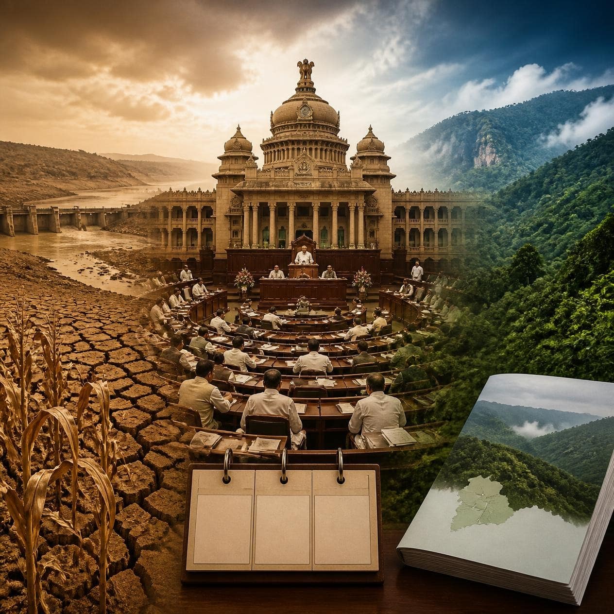 Karnataka Special Session 2026: Why Drought and Western Ghats Are Back in Focus 1 Vidhana Soudha in Bengaluru, where the Karnataka special legislature session on drought and the Western Ghats begins
