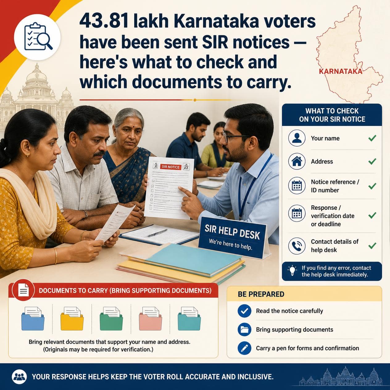 Karnataka SIR Notice: 43.81 Lakh Voters Flagged — Here's Exactly What You Should Do 1 Karnataka SIR notice electoral roll verification guide for voters 2026