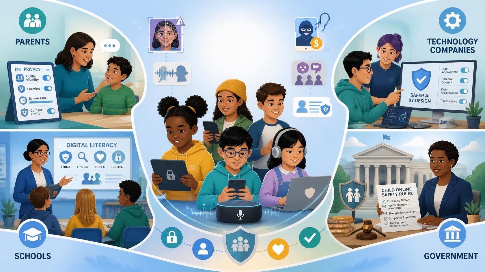 AI Deepfakes and Children’s Online Safety: Is India Ready for Stronger Rules? 1 A child using a tablet while a parent looks on