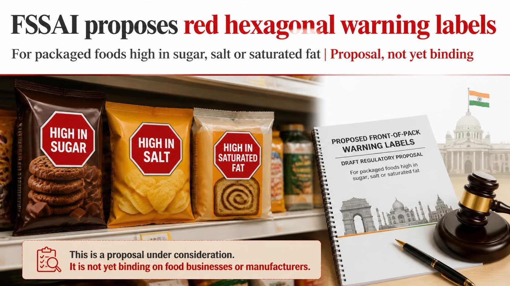Why India Wants Red Warning Labels on Packaged Food: What Consumers Need to Know 1 Front-of-pack warning labels: packaged snacks on a supermarket shelf in India