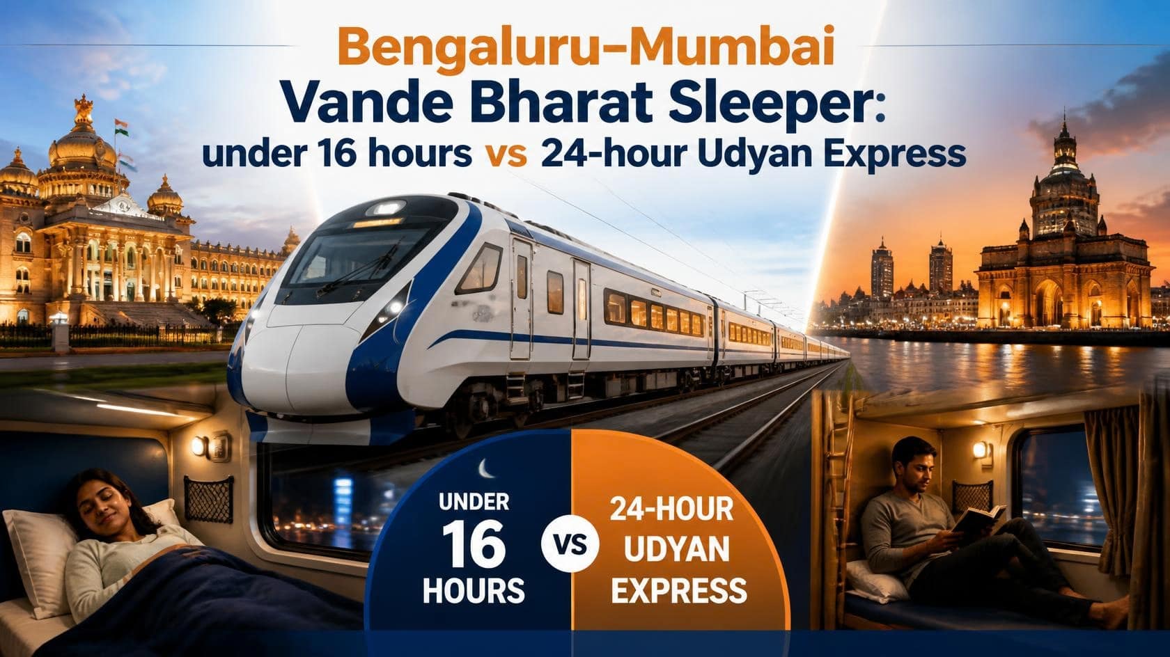 Bengaluru–Mumbai Vande Bharat Sleeper: Journey Could Drop Below 16 Hours — Route, Stops and Expected Launch 1 Vande Bharat Sleeper train at a railway station, proposed for the Bengaluru–Mumbai route Image Caption