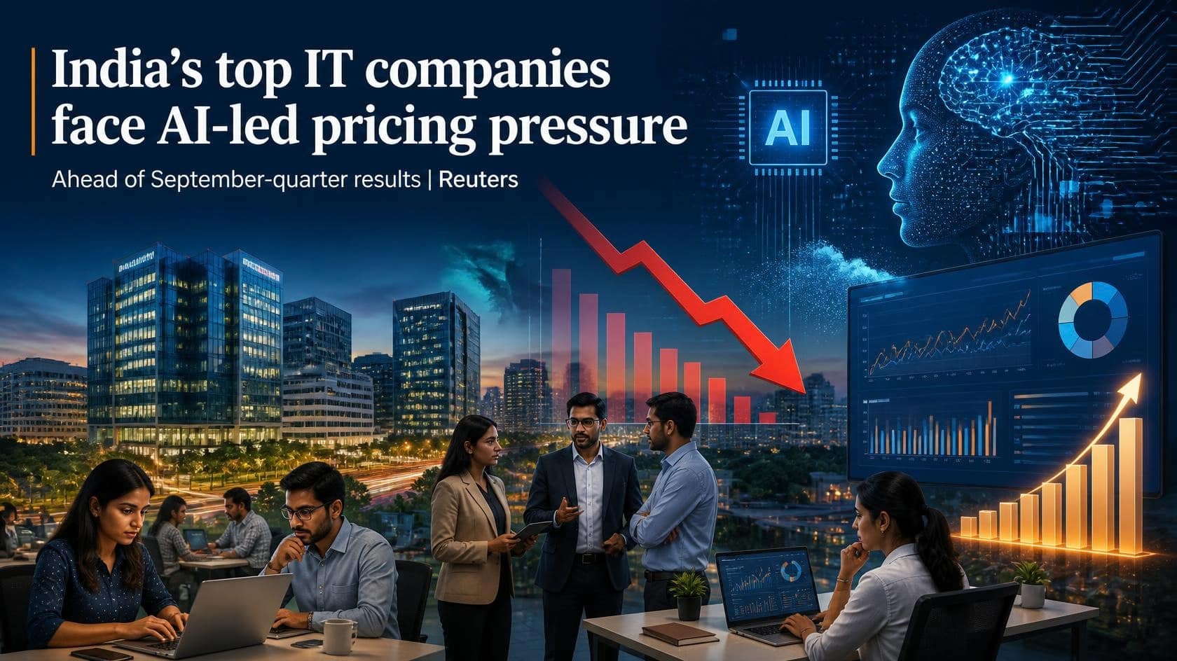 AI Is Changing India's IT Business Model: Why TCS, Infosys and Wipro Are Under Pressure 1 IT professionals at work in an Indian tech office as AI reshapes the IT services business model