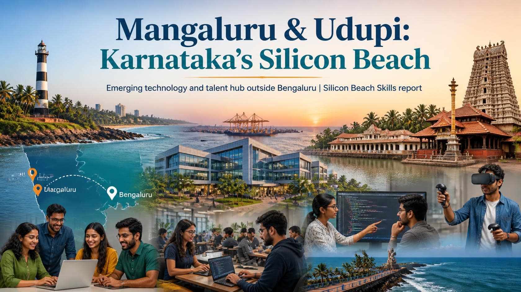 ಮಂಗಳೂರು–ಉಡುಪಿ ಟೆಕ್ ಬೂಮ್: 2.8 ಲಕ್ಷ ವೃತ್ತಿಪರರು, 13,000 ಹೊಸ ಉದ್ಯೋಗಗಳು – ಕರ್ನಾಟಕದ ‘ಸಿಲಿಕಾನ್ ಬೀಚ್’ ಉದಯ 1 Mangaluru tech hub: aerial view of Mangaluru city skyline in coastal Karnataka