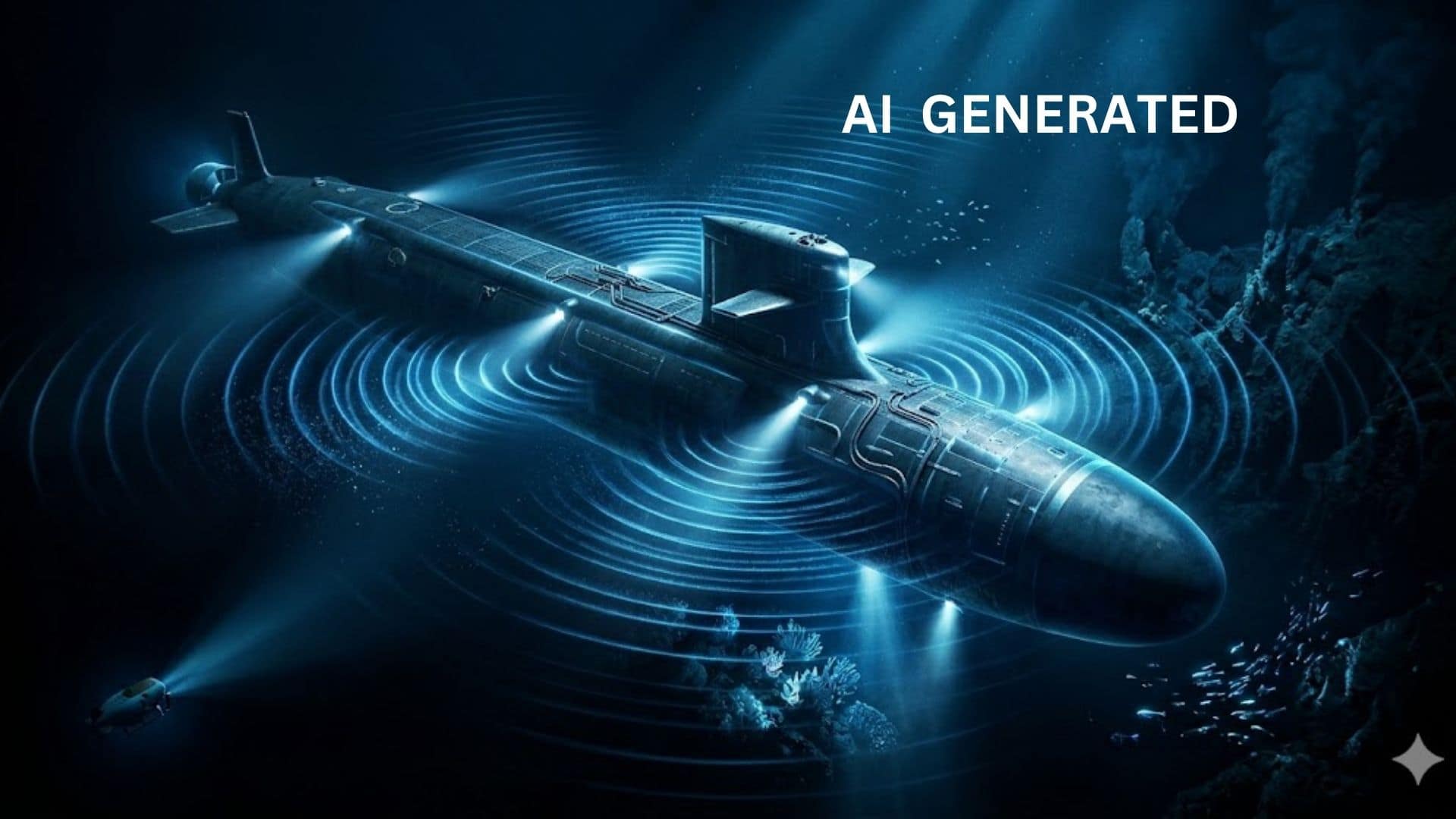 Military submarine operating silently underwater, highlighting future naval warfare